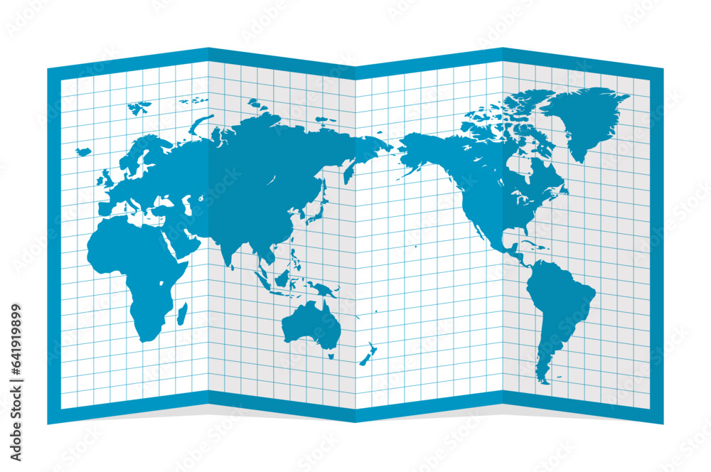 Vector illustration of four-fold world map Vector illustration of four-fold world map