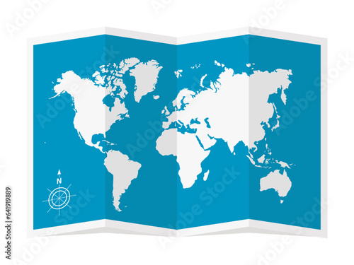 Vector illustration of four-fold world map