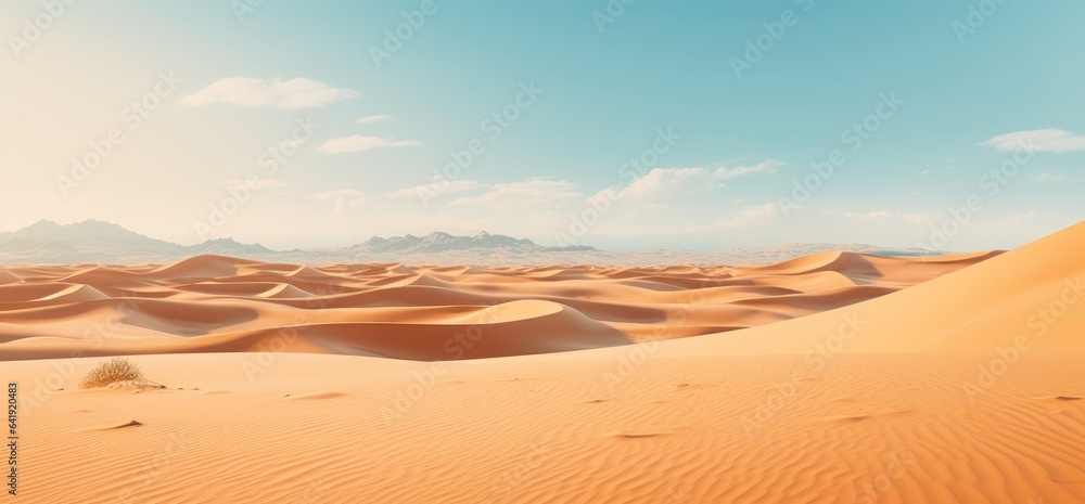 desert under the sunlight and a blue sky - obrazy, fototapety, plakaty 