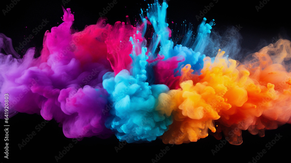 Multicolored Powder Exploding in the Air on a White Canvas, Unleashing a Dazzling Storm of Colorful Vibrancy