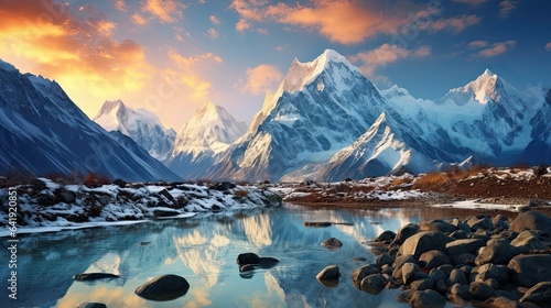 Beautiful landscape with high mountains
