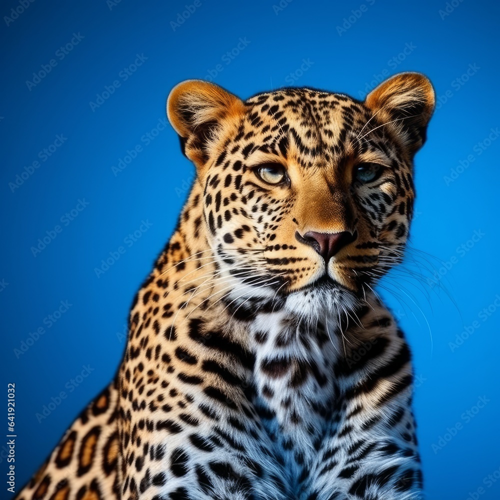 Fototapeta premium leopard on a blue background
