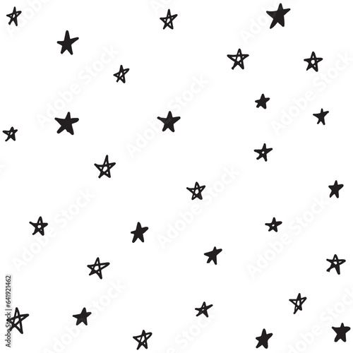 pattern of star doodle. Star hand drawn. Starry background. Vector seamless pattern with stars. Vector EPS 10. © CHAIYAPHON