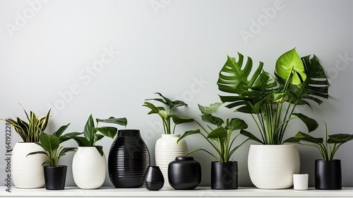 Modern houseplants with white wall