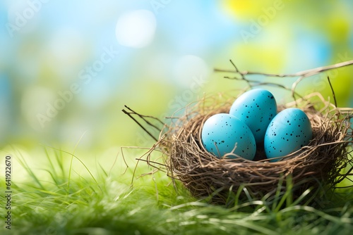 Springtime Easter Egg Hunt: Nest Hidden in Grass - AI Generated