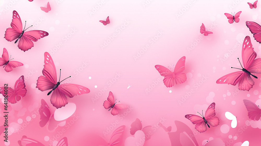 Cute butterfly seamless on a pink background