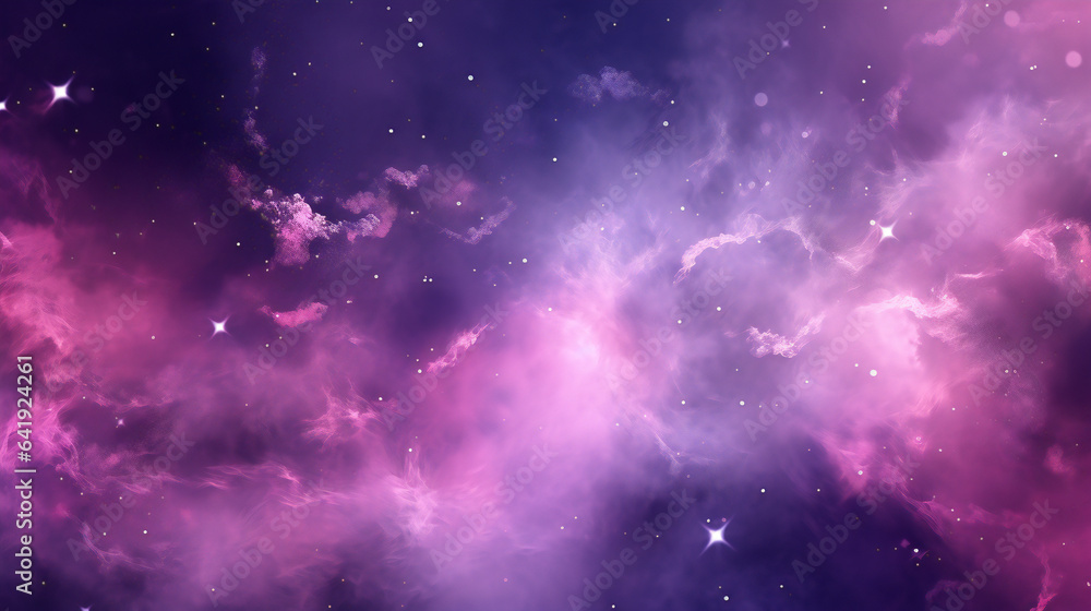  Pink and purple galaxy with nebula stars background banner