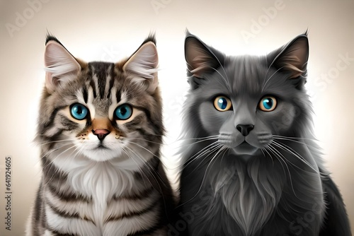 a black and a grey cat