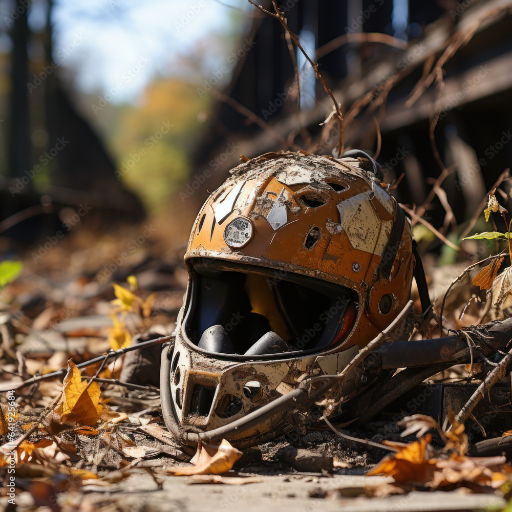 Fototapeta premium Abandoned bike rider seat side view