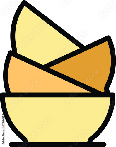 Bowl stack icon outline vector. Pottery clay. Art class color flat