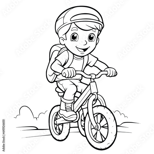 Boy Riding Bicycle Coloring Page for Kids