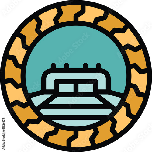 Ceramic wheel making icon outline vector. Art class. School education color flat