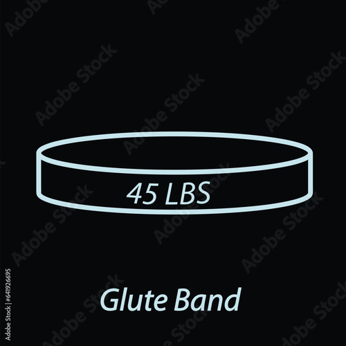 Glute band outline icon flat vector isolated on black background. Gym icon. Workout supply. Fitness equipments symbol. Sport element.