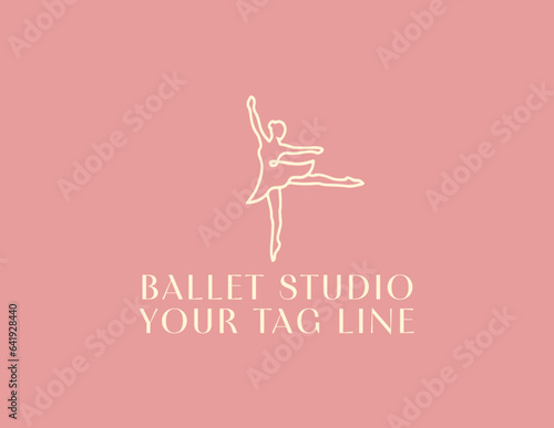 a minimal line ballet dancer logo for ballet studio 