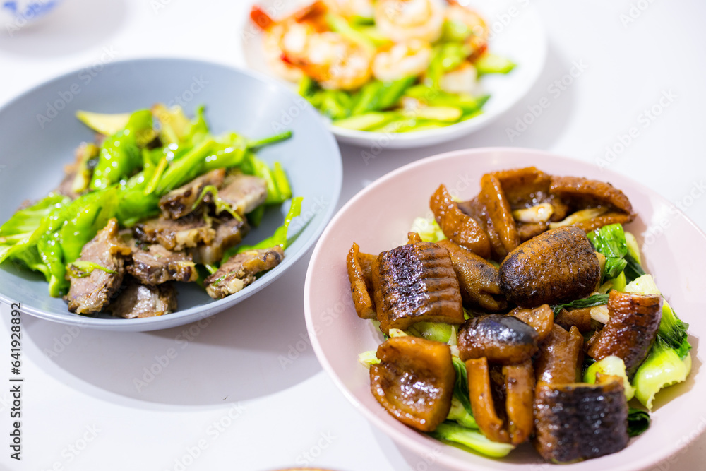 Asian family dinner at home