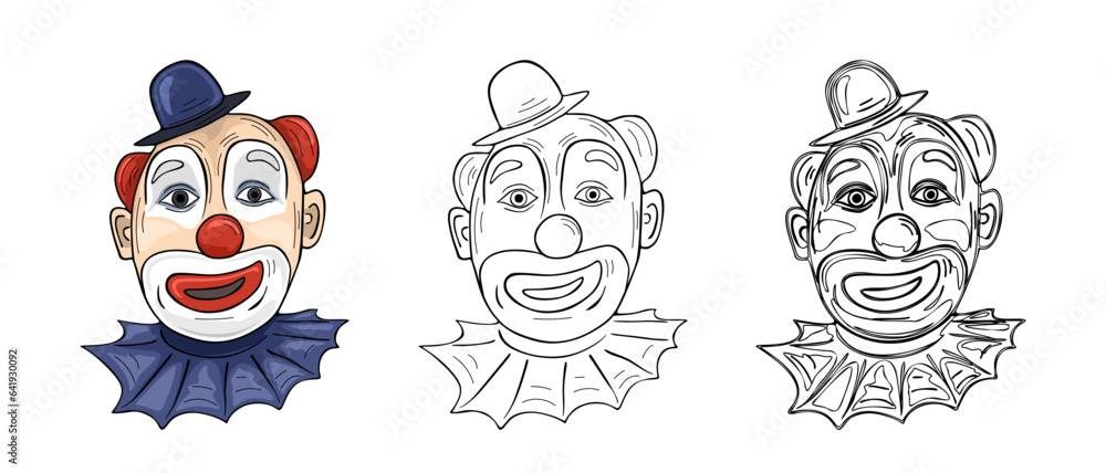Fototapeta premium Cartoon Clown Face vector Illustration three options