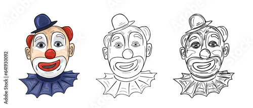 Cartoon Clown Face vector Illustration three options
