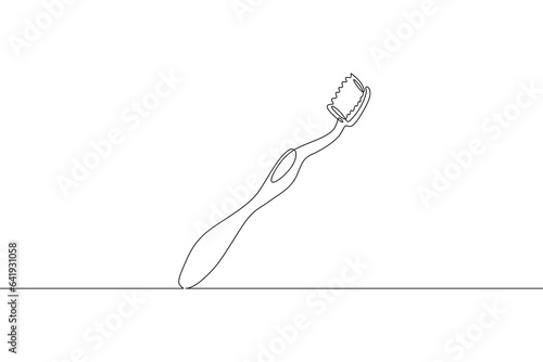 Continuous one single line drawn Toothbrush.Dentistry. Hygiene. Teeth.