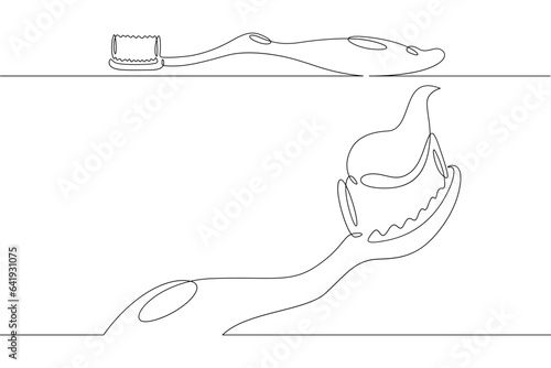 Continuous one single line drawn Toothbrush.Dentistry. Hygiene. Teeth.