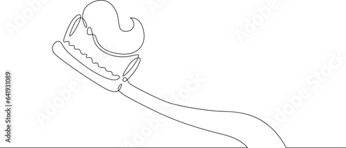 Continuous one single line drawn Toothbrush.Dentistry. Hygiene. Teeth.