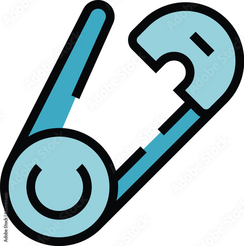 Sewing tool clip icon outline vector. Craft workshop. Creative fabric color flat