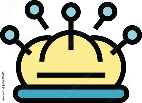 Knitting pillow icon outline vector. Hand diy. Class hobby color flat