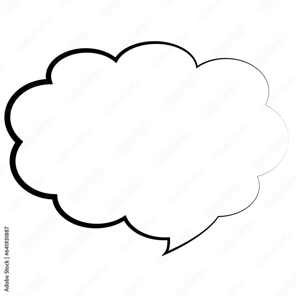 Digital png illustration of empty white speech or thought bubble for text on transparent background Digital png illustration of empty white speech or thought bubble for text on transparent background