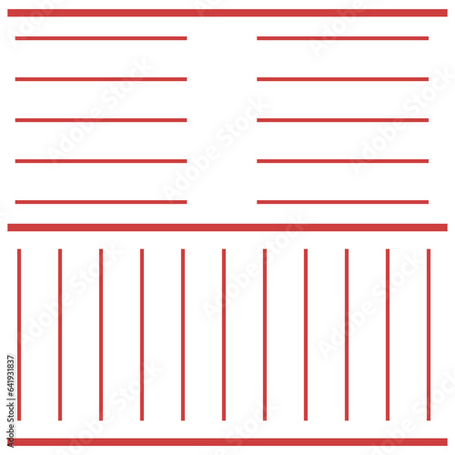 Fototapeta Naklejka Na Ścianę i Meble -  Digital png illustration of parallel red horizontal and vertical lines on transparent background
