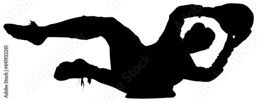 Quadro em tela Digital png illustration of silhouette of male football goal keeper on transpare