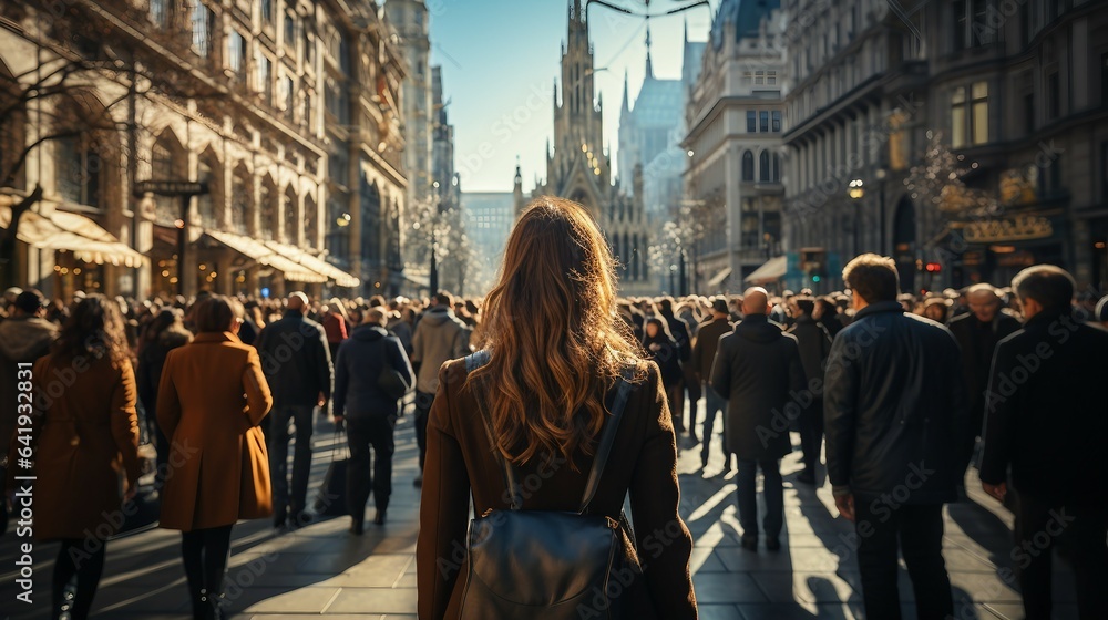 Woman travel walk in city