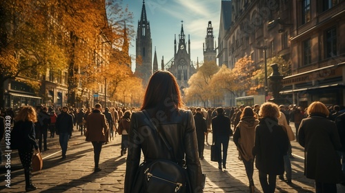Woman travel walk in city