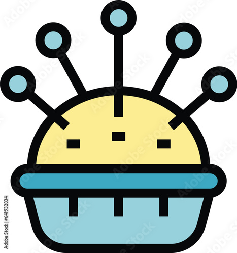 Needle pillow icon outline vector. Art craft. Sewing class color flat