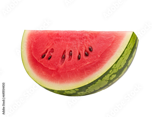 Slice of fresh watermelon, isolated on white or transparent background.