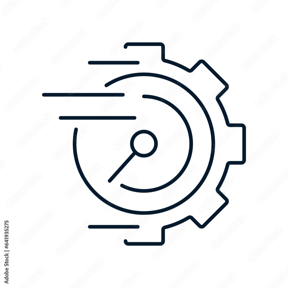 The concept of speeding up the process. Vector linear icon isolated on white background. The concept of speeding up the process. Vector linear icon isolated on white background.