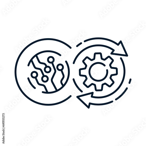 The concept of setting up the work of the processor. Vector icon isolated on white background.