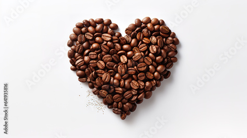 Bunch of coffee beans formed like heart. high quality photo. Generative Ai © Mukhlesur