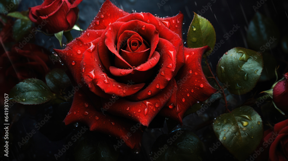 The Red rose flower
