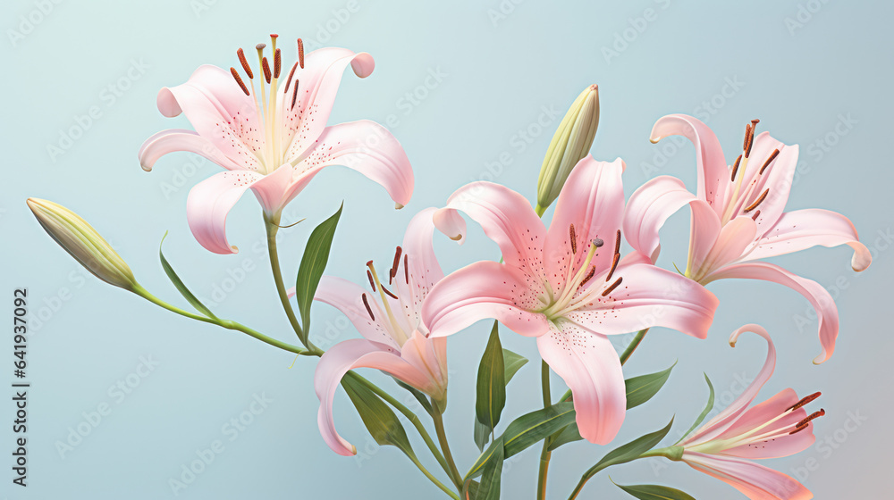 Fototapeta premium Beautiful lily flower on the pastel background