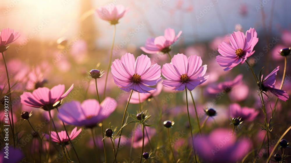 Fototapeta premium cosmos flower on the nature sunlight