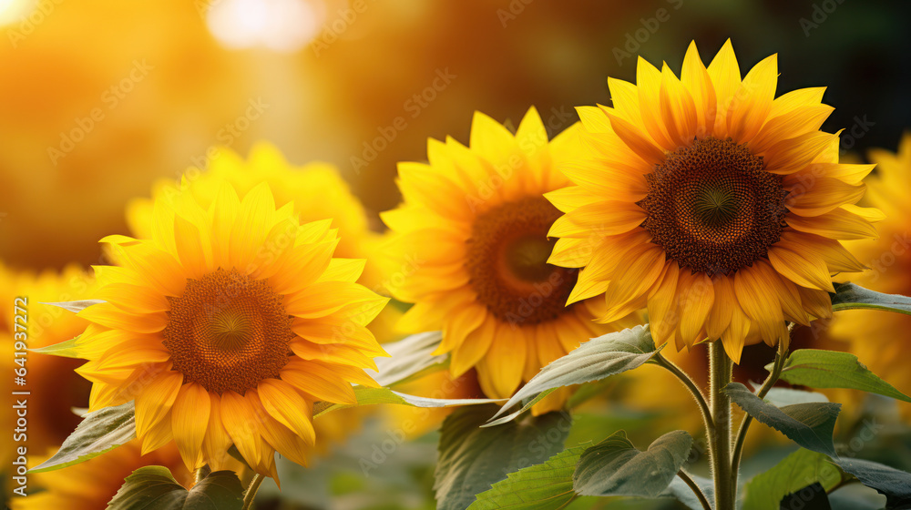 Fototapeta premium sunflowers on nature background