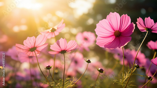 cosmos flower on the nature sunlight