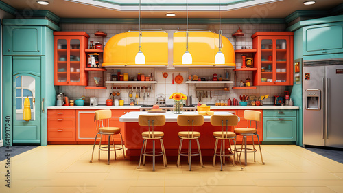 Big kitchen, Bright color, ultra realistic. Generative Ai