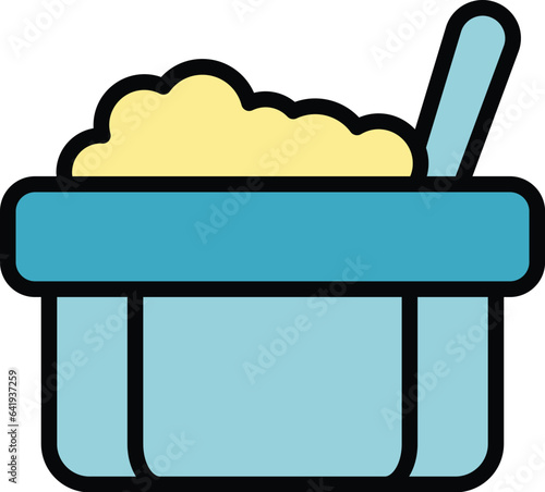 Bean food icon outline vector. Dish baked. Rice tomato color flat