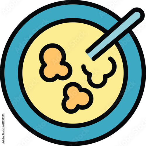 Top view soup icon outline vector. Baked dish. Food meat color flat