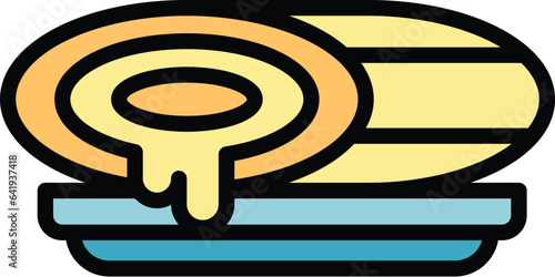Brazilian roll icon outline vector. Meat bowl. Dish baked color flat