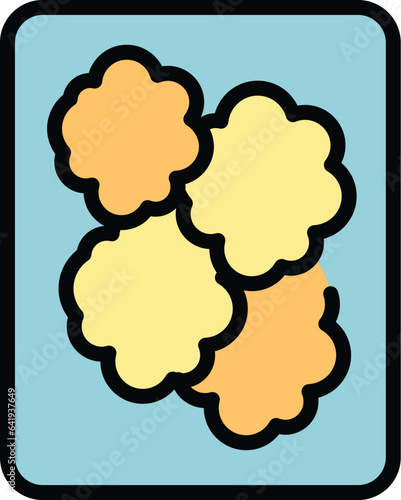 Top view baked meat icon outline vector. Cooked bowl. Bean sauce color flat