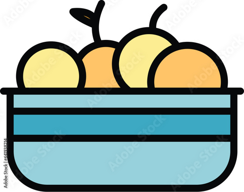 Brazilian fruit icon outline vector. Dish baked. Meat bahia color flat