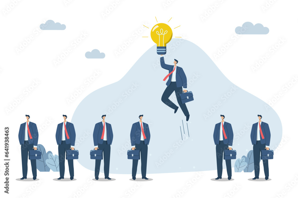 Think different, stand out from the crowd. businessman working with different business ideas Straight to success, with businessmen walking away from the pack symbol of difference and creative. Think different, stand out from the crowd. businessman working with different business ideas Straight to success, with businessmen walking away from the pack symbol of difference and creative.