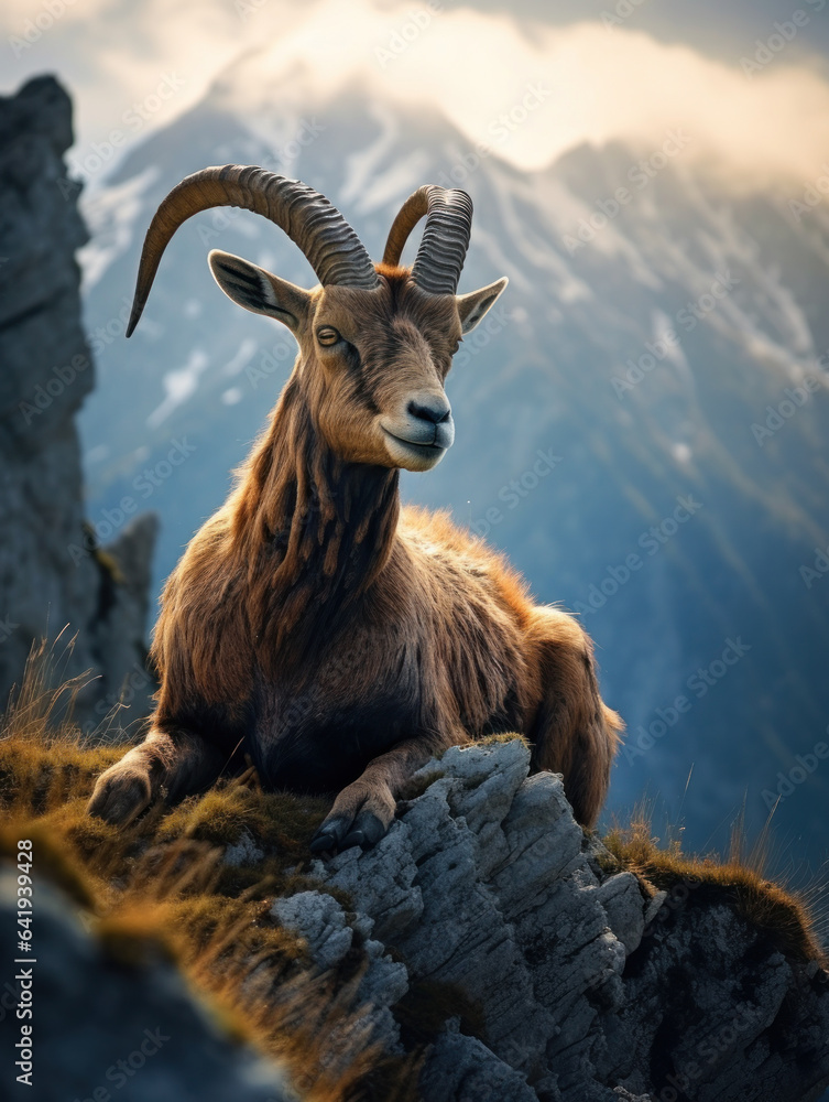 Ibex in its Natural Habitat, Wildlife Photography, Generative AI Ibex in its Natural Habitat, Wildlife Photography, Generative AI
