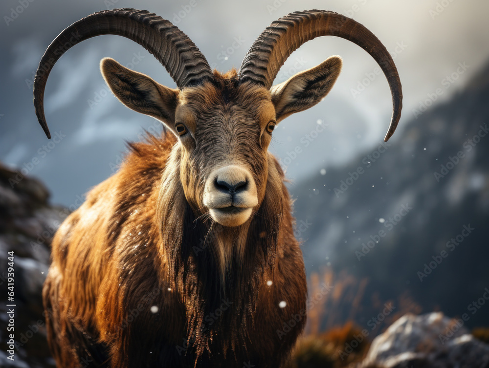 Ibex in its Natural Habitat, Wildlife Photography, Generative AI Ibex in its Natural Habitat, Wildlife Photography, Generative AI
